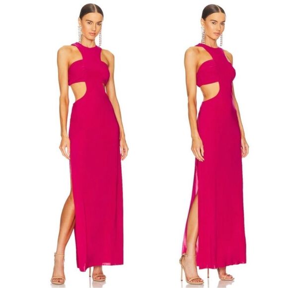 NWT MISA Los Angeles x REVOLVE Angeles Lyra Maxi Dress Fuchsia Pink Cutout $ 390 - Picture 2 of 6